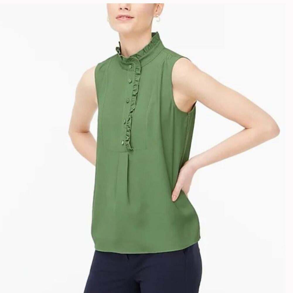 J. CREW Ruffle Button Blouse size 2 - Picture 6 of 7